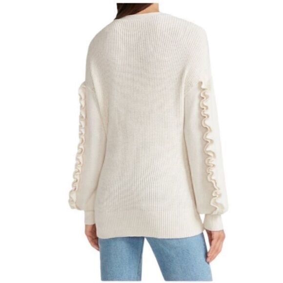 Express Cream Ruffle Sleeve Sweater(Size Small) - Picture 2 of 7